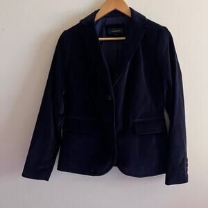 TALBOTS Holiday Velvet Blazer Jacket Deep Navy Blue Size 4
